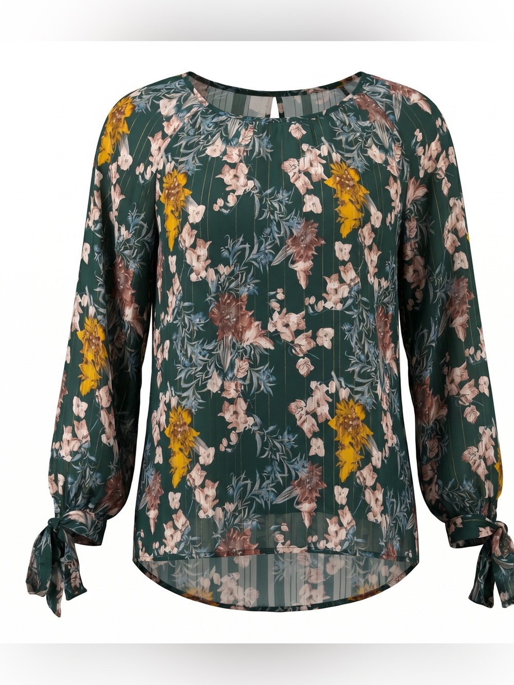 Boho Floral Sheer Chiffon Blouse – Size M